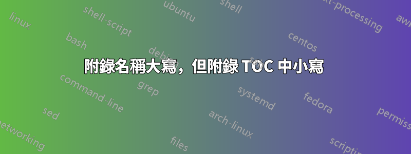 附錄名稱大寫，但附錄 TOC 中小寫