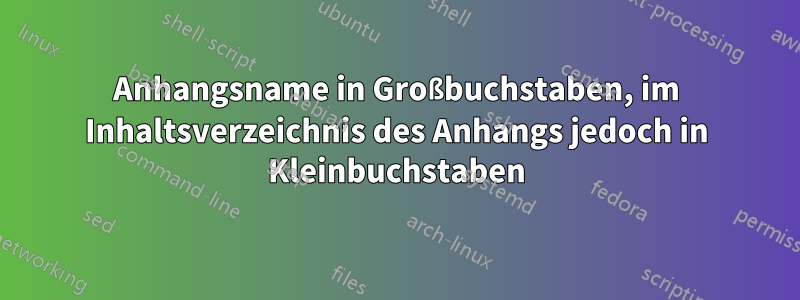 Anhangsname in Großbuchstaben, im Inhaltsverzeichnis des Anhangs jedoch in Kleinbuchstaben