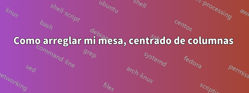 Como arreglar mi mesa, centrado de columnas