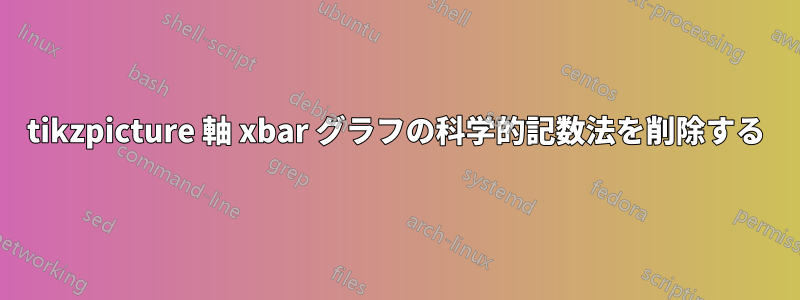 tikzpicture 軸 xbar グラフの科学的記数法を削除する