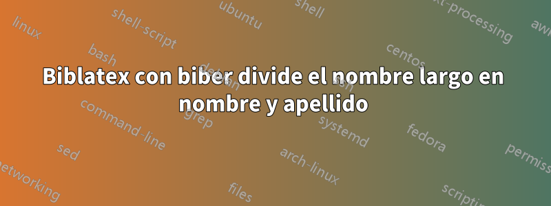 Biblatex con biber divide el nombre largo en nombre y apellido