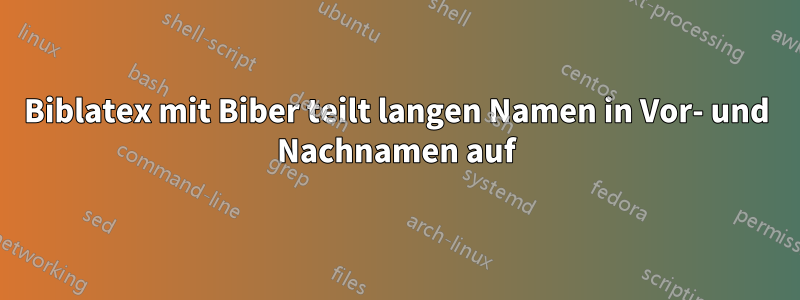 Biblatex mit Biber teilt langen Namen in Vor- und Nachnamen auf