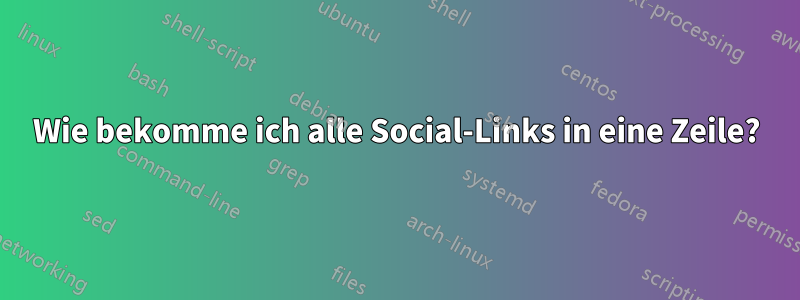 Wie bekomme ich alle Social-Links in eine Zeile?