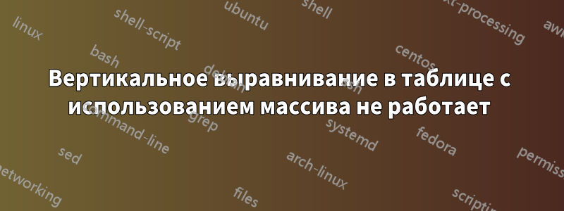 Вертикальное выравнивание в таблице с использованием массива не работает