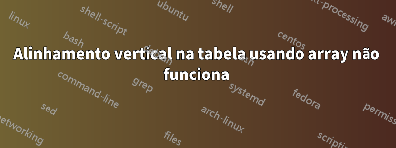 Alinhamento vertical na tabela usando array não funciona