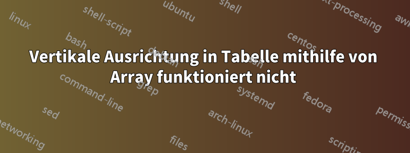 Vertikale Ausrichtung in Tabelle mithilfe von Array funktioniert nicht