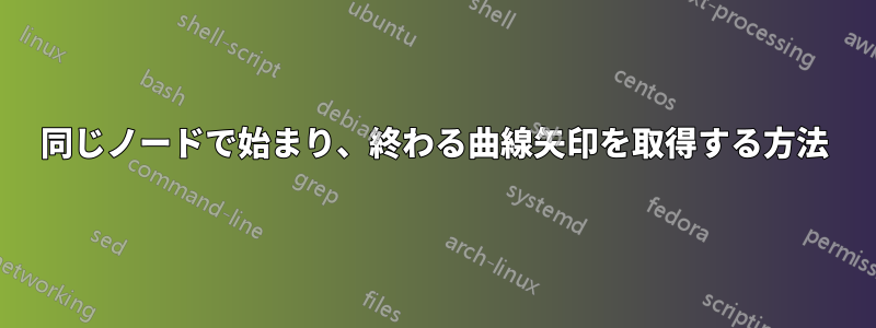 同じノードで始まり、終わる曲線矢印を取得する方法