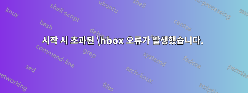 시작 시 초과된 \hbox 오류가 발생했습니다.