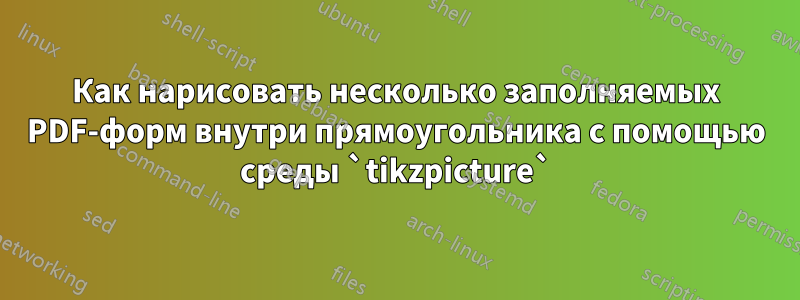 Как нарисовать несколько заполняемых PDF-форм внутри прямоугольника с помощью среды `tikzpicture`