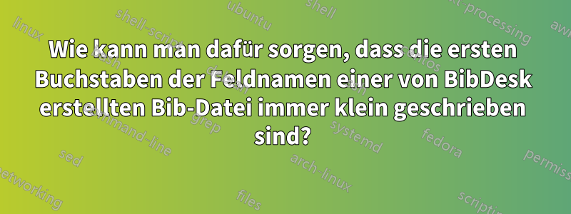 Wie kann man dafür sorgen, dass die ersten Buchstaben der Feldnamen einer von BibDesk erstellten Bib-Datei immer klein geschrieben sind?