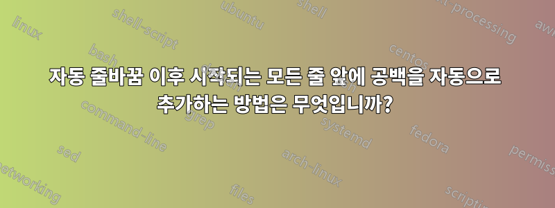 자동 줄바꿈 이후 시작되는 모든 줄 앞에 공백을 자동으로 추가하는 방법은 무엇입니까?