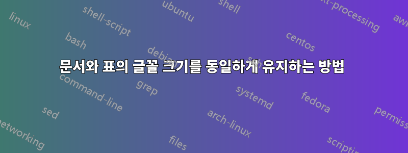 문서와 표의 글꼴 크기를 동일하게 유지하는 방법