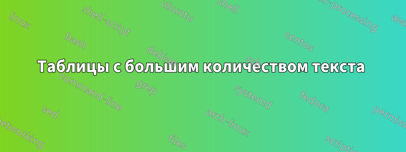 Таблицы с большим количеством текста