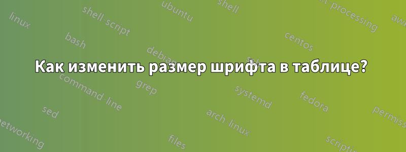 Как изменить размер шрифта в таблице?