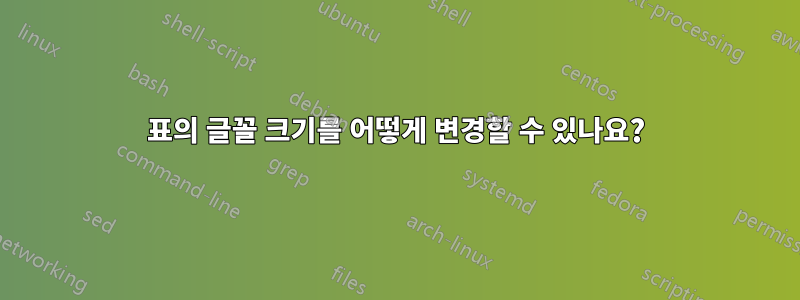 표의 글꼴 크기를 어떻게 변경할 수 있나요?