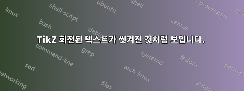 TikZ 회전된 텍스트가 씻겨진 것처럼 보입니다.