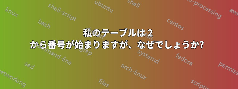 私のテーブルは 2 から番号が始まりますが、なぜでしょうか? 