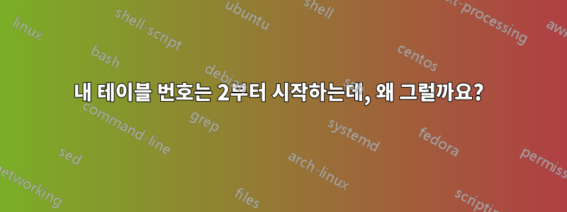 내 테이블 번호는 2부터 시작하는데, 왜 그럴까요? 