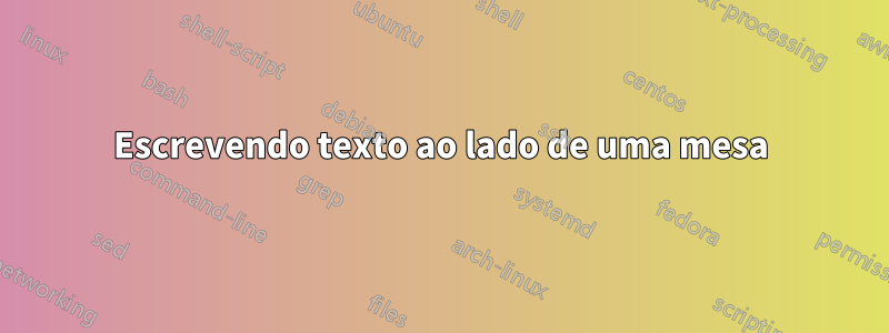 Escrevendo texto ao lado de uma mesa