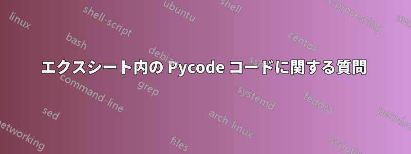 エクスシート内の Pycode コードに関する質問