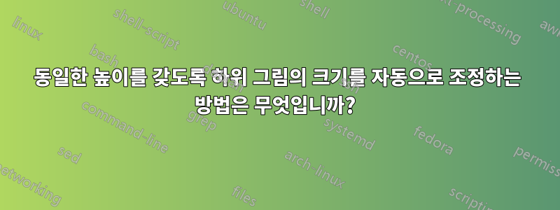 동일한 높이를 갖도록 하위 그림의 크기를 자동으로 조정하는 방법은 무엇입니까? 