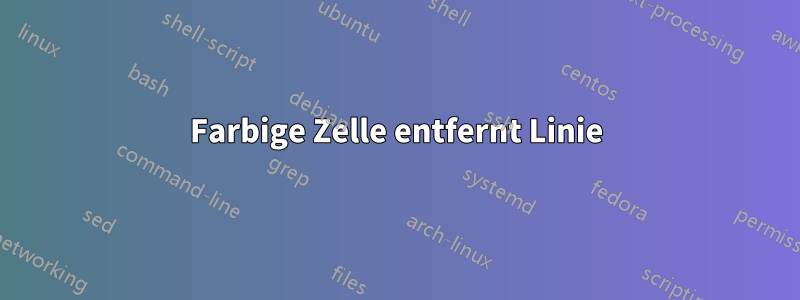 Farbige Zelle entfernt Linie