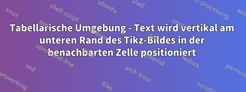 Tabellarische Umgebung - Text wird vertikal am unteren Rand des Tikz-Bildes in der benachbarten Zelle positioniert