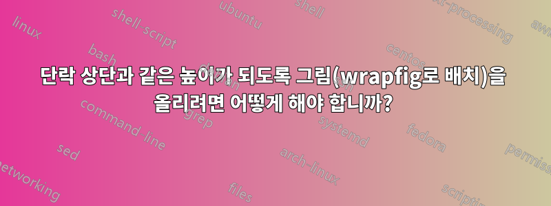 단락 상단과 같은 높이가 되도록 그림(wrapfig로 배치)을 올리려면 어떻게 해야 합니까?