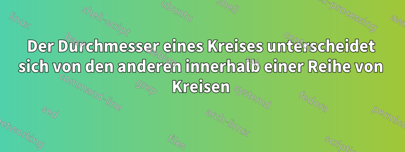 Der Durchmesser eines Kreises unterscheidet sich von den anderen innerhalb einer Reihe von Kreisen