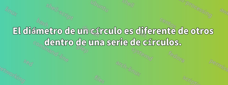 El diámetro de un círculo es diferente de otros dentro de una serie de círculos.