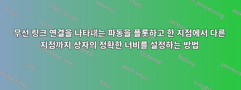 무선 링크 연결을 나타내는 파동을 플롯하고 한 지점에서 다른 지점까지 상자의 정확한 너비를 설정하는 방법