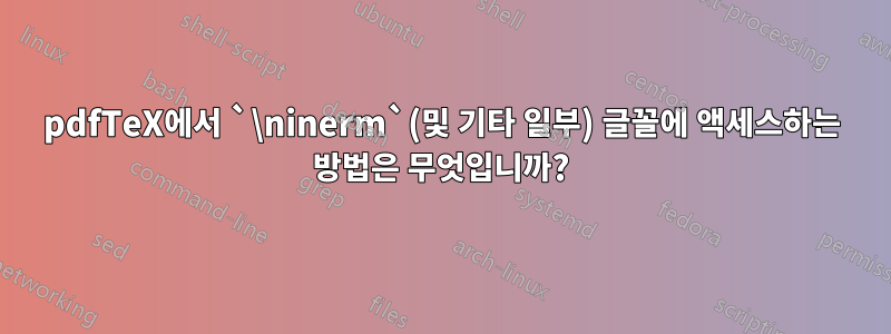 pdfTeX에서 `\ninerm`(및 기타 일부) 글꼴에 액세스하는 방법은 무엇입니까?