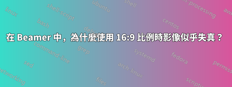 在 Beamer 中，為什麼使用 16:9 比例時影像似乎失真？