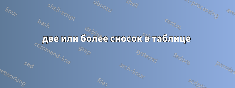 две или более сносок в таблице