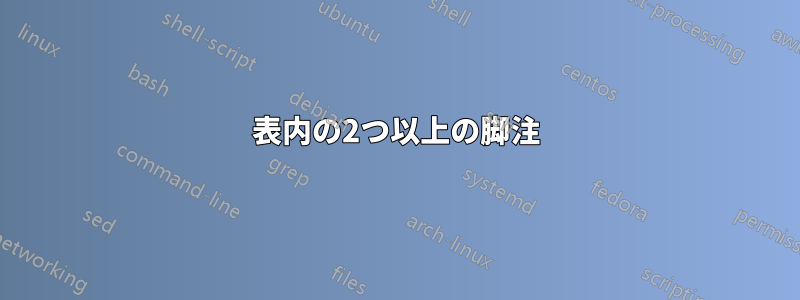 表内の2つ以上の脚注