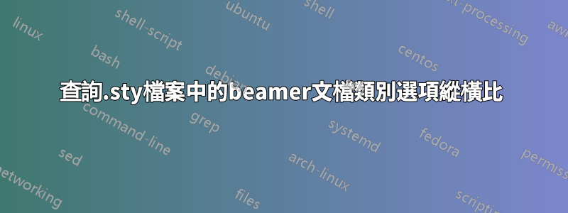 查詢.sty檔案中的beamer文檔類別選項縱橫比