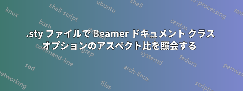 .sty ファイルで Beamer ドキュメント クラス オプションのアスペクト比を照会する 