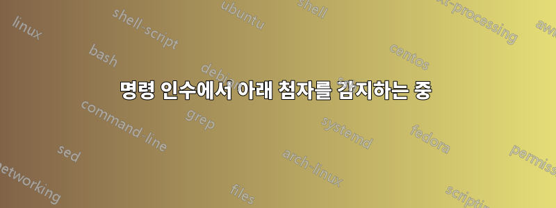 명령 인수에서 아래 첨자를 감지하는 중