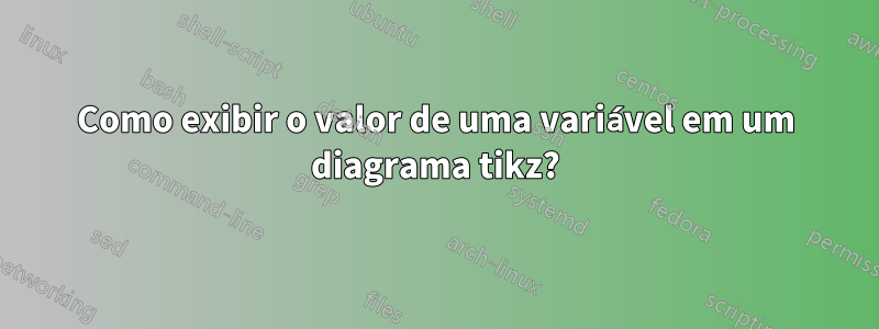 Como exibir o valor de uma variável em um diagrama tikz?