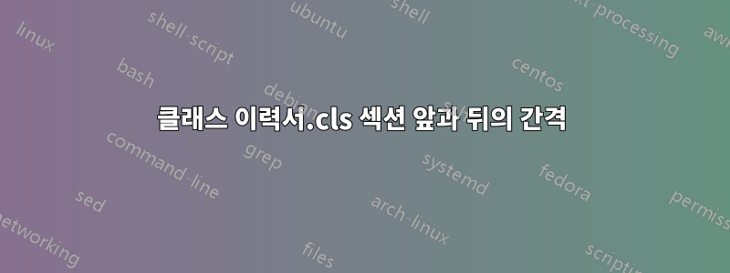 클래스 이력서.cls 섹션 앞과 뒤의 간격