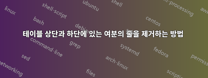 테이블 상단과 하단에 있는 여분의 줄을 제거하는 방법