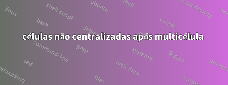 células não centralizadas após multicélula