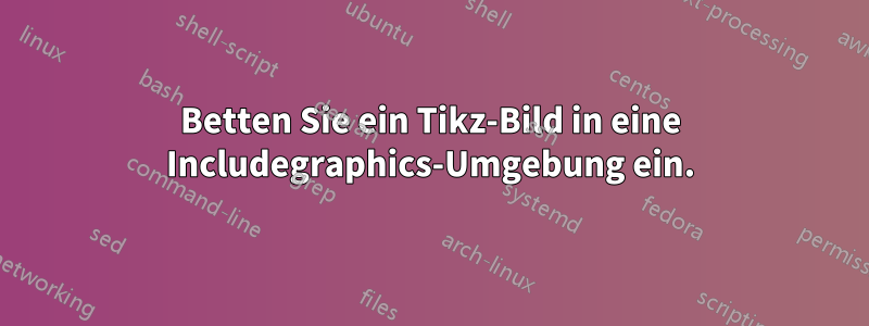 Betten Sie ein Tikz-Bild in eine Includegraphics-Umgebung ein.