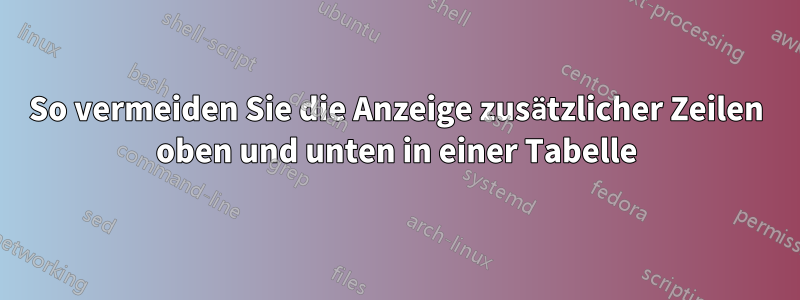 So vermeiden Sie die Anzeige zusätzlicher Zeilen oben und unten in einer Tabelle