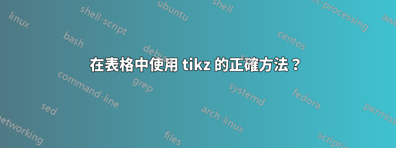 在表格中使用 tikz 的正確方法？