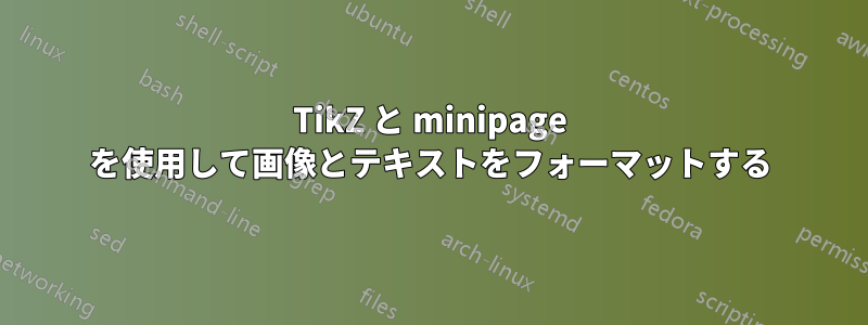 TikZ と minipage を使用して画像とテキストをフォーマットする