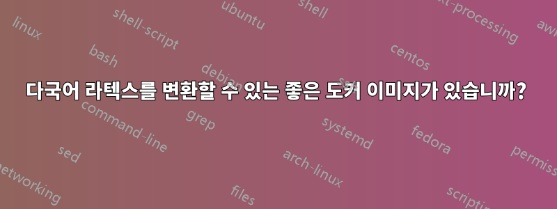 다국어 라텍스를 변환할 수 있는 좋은 도커 이미지가 있습니까?