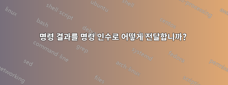 명령 결과를 명령 인수로 어떻게 전달합니까?