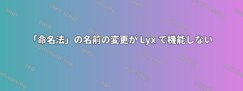 「命名法」の名前の変更が Lyx で機能しない