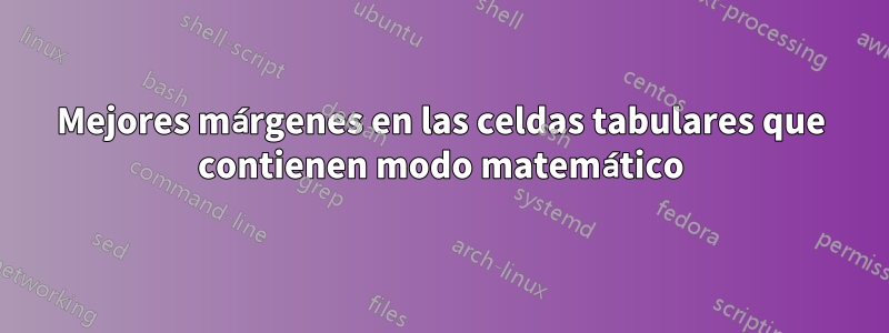 Mejores márgenes en las celdas tabulares que contienen modo matemático